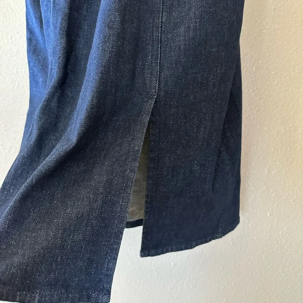 J Crew Denim Midi Tank Sheath Dress Dark Wash Size 6